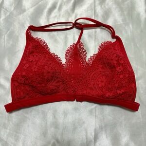 Victoria's‎ Secret Red Lace Bralette Small Floral Lace Sheer Romantic Feminine